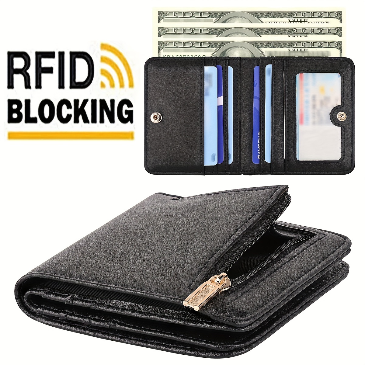 Portafoglio Uomo Slim In Fibra Di Carbonio - Protezione RFID, Portacarte Con Zip, Idea Regalo