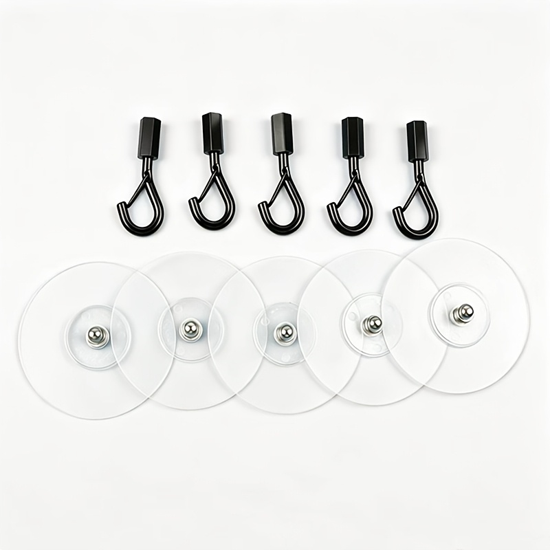 TEMU 10pcs Heavy Duty Self-adhesive Ceiling , 5 Sets Including 5 Hook And Loop Fasteners + 5 Hooks, No-drill Installation With Safety Lock,