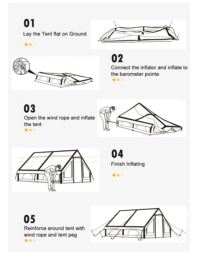 4 8 person   inflatable tent with hand pump 129   large space easy setup zip closure matching with a canopy   with   stove chimney opening tent for 4 season outdoor camping windproof high quality with mosquito Product details 8