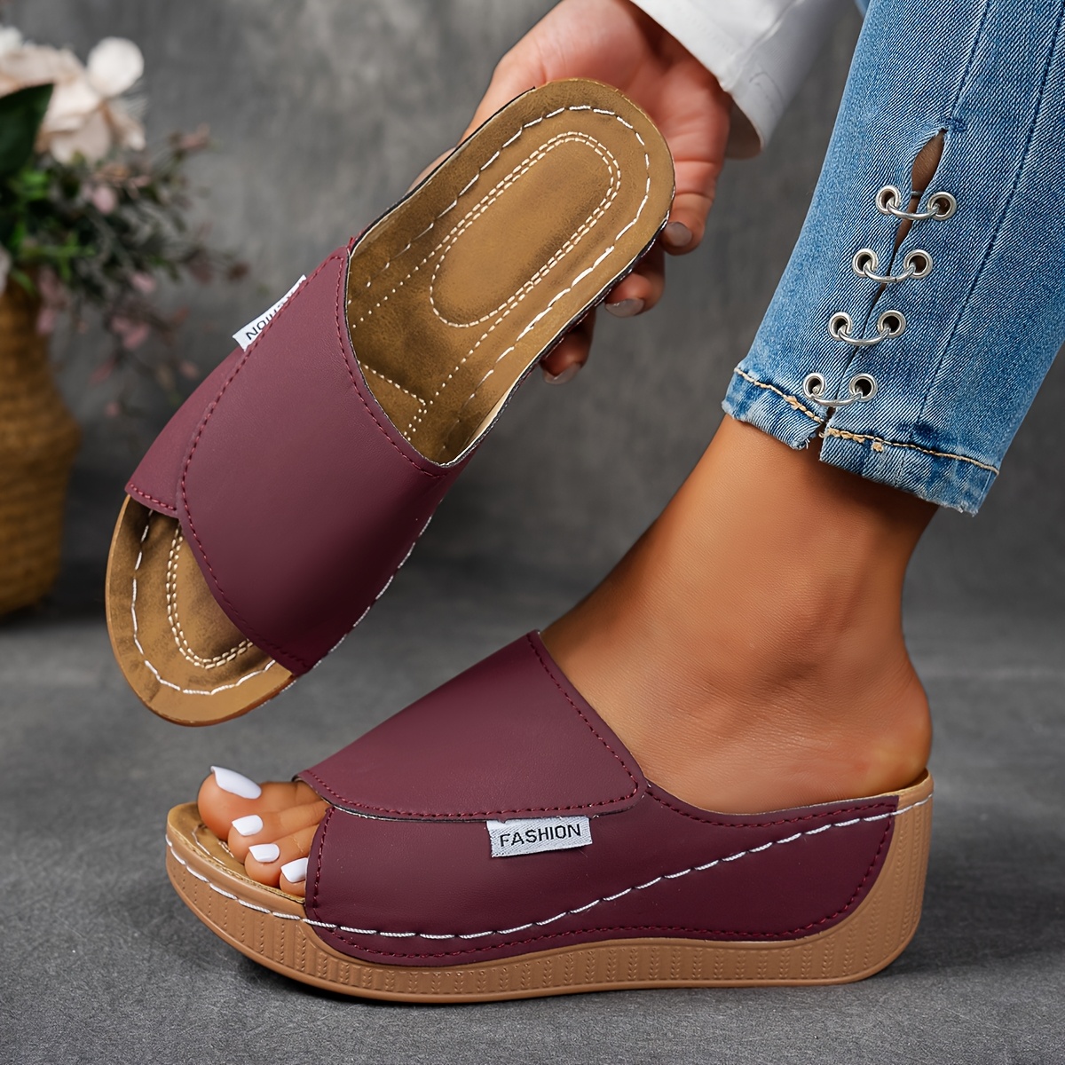 womens platform wedge sandals pu multi color Temu