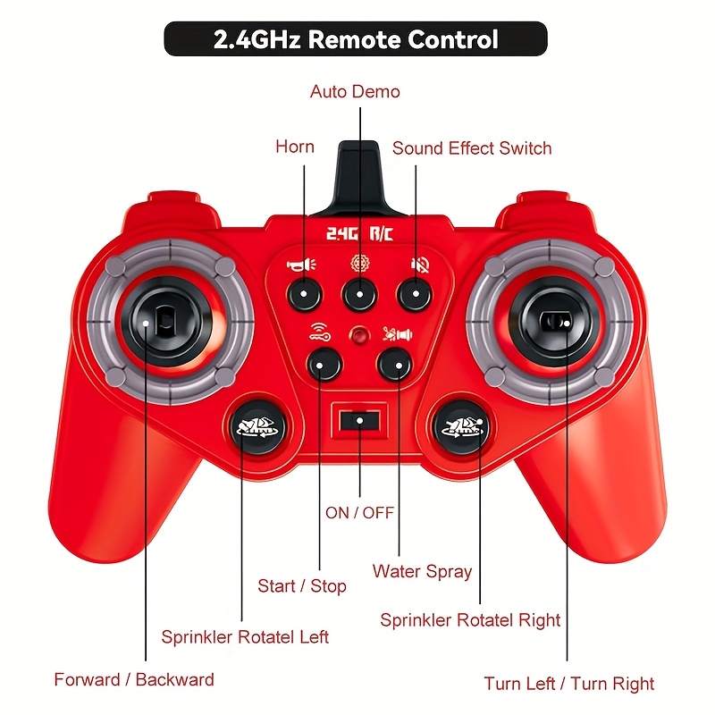 Remote Control Fire Truck, Water Cannon Fire Truck, RC Construction Truck Toys - 180° Spray Function, Auto Demonstration, with Battery, Birthday Gift for Boys And Girls Over 6-12 Years Old