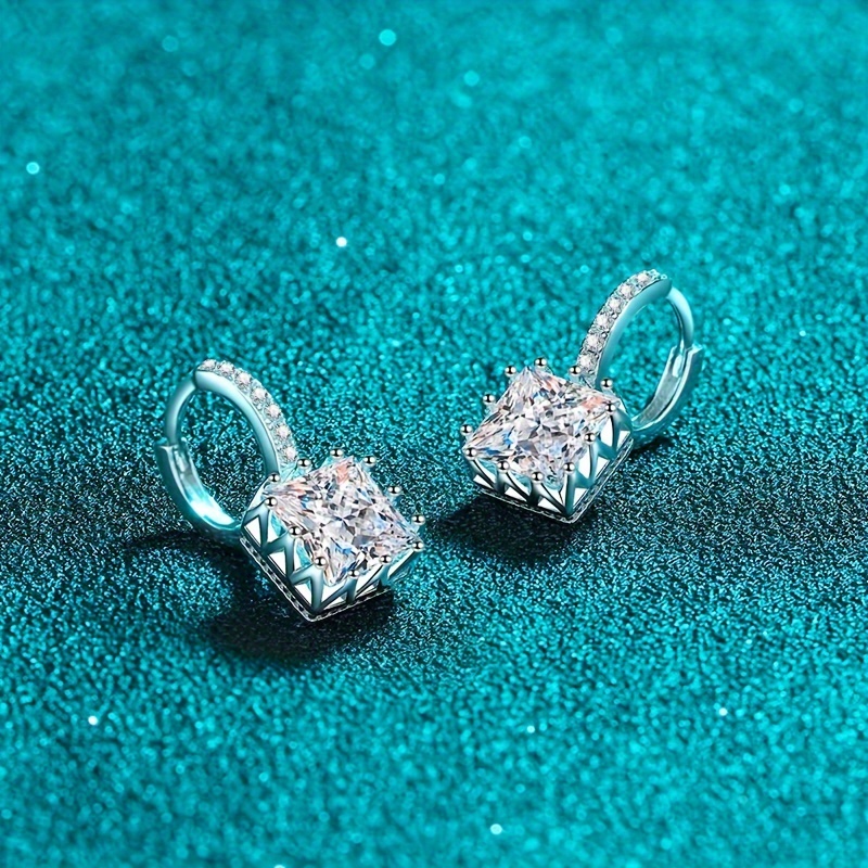 a pair of 2 carat moissanite earrings hypoallergenic 925 sterling silvery moissanite earrings elegant and   925 sterling silvery womens earrings valentines day gift christmas gift mothers day gift Product details 5
