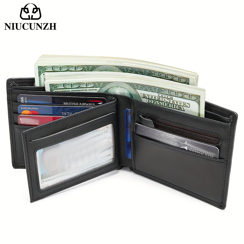 

1pc Men's Genuine Leather Wallet, Vintage Thin Short Multi Function Id Credit Card Holder, Gifts To Men On Valentine's Day
