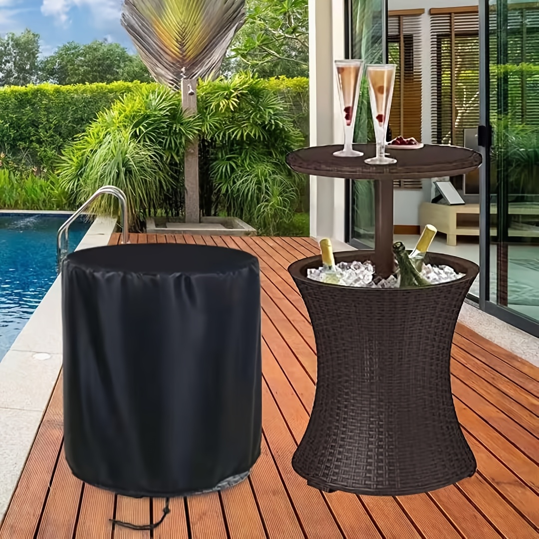 outdoor woven table  r black polyester patio furniture protector with drawstring closure ideal for patio and bar top   use patio table  r outdoor table  
