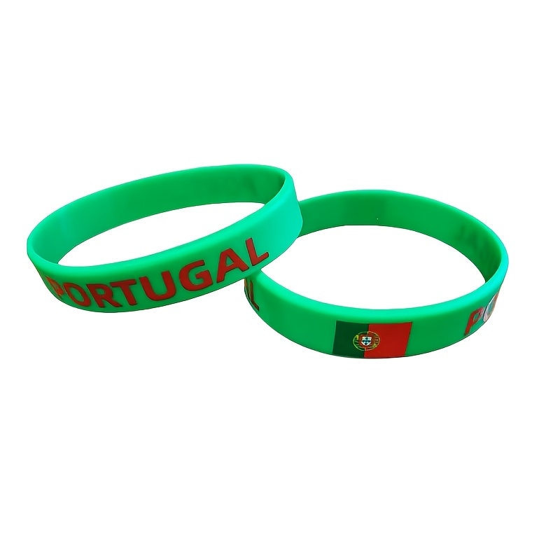 TEMU 2-pack Portugal Flag Pattern Wristbands, Suitable For Wearing At Football Matches Or Other Sports Events, Patriotic Cultural Display, Gift