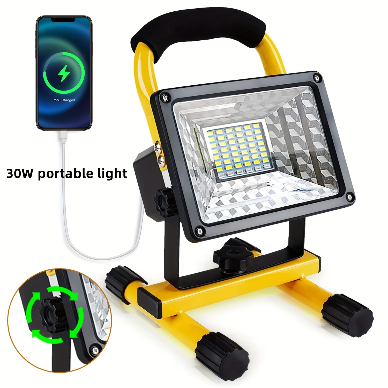 

Portable Led Work Light, Rechargeable Battery Operated, Waterproof Flood Light, Super Bright Cordless Job Site Worklight Fortrouble Emergency Workshop Shop Outdoor Lighting