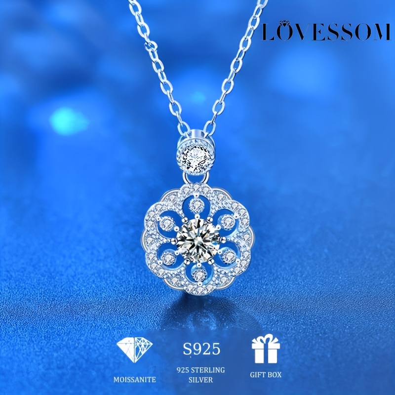 

Moissanite 925 Sterling Cherry Blossom Flower Pendant Necklace Luxury Diamond Wedding Engagement For Women