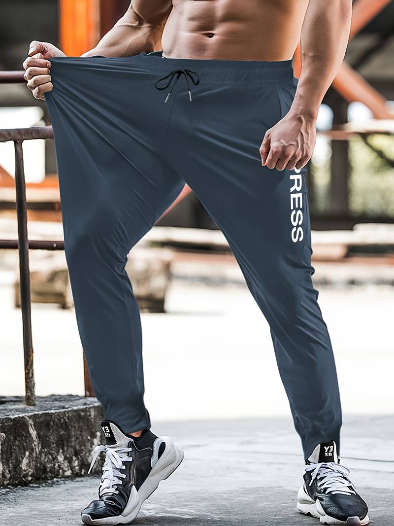 Pantalon De Jogging Homme à Jambe Droite - Taille Élastique Avec Cordon - En Coton/Polyester - Pour Sport, Yoga, Détente - Coupe Décontractée