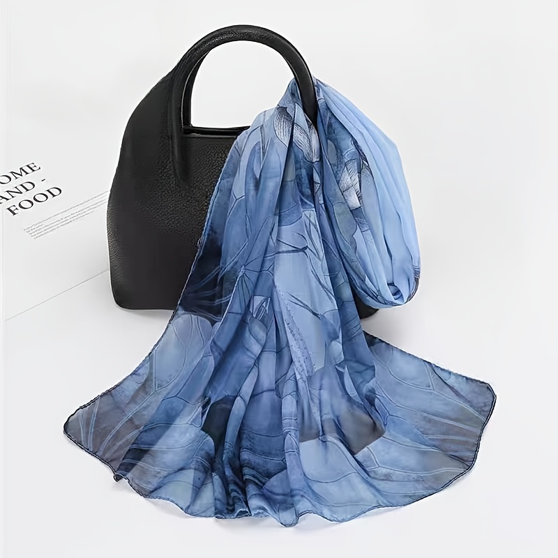 E-shop Ein eleganter und sanfter Schal mit Lotusblumen-Print, leicht, dünn, atmungsaktiv, weich, für lässige Outdoor-Bekleidung