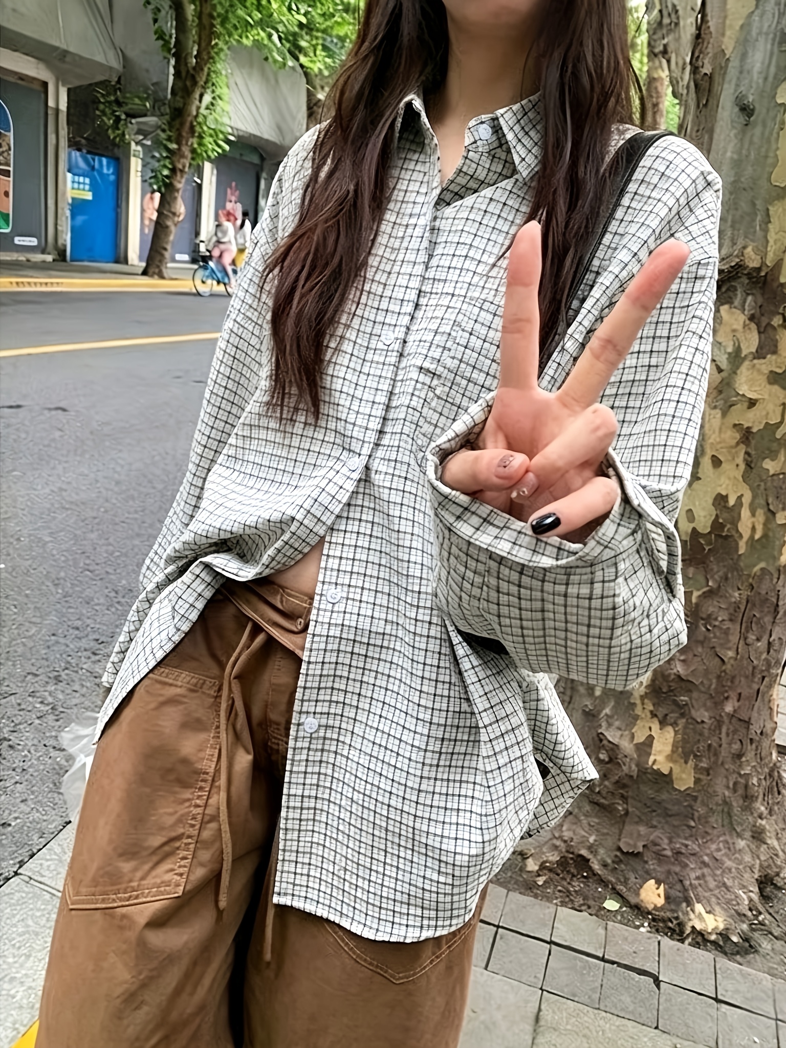 ins vintage artistic niche style womens casual pleated plaid lapel long sleeve shirt top   fresh spring summer new womens shirt loose fit versatile long sleeve   shirt lazy casual autumn layering piece   outfit