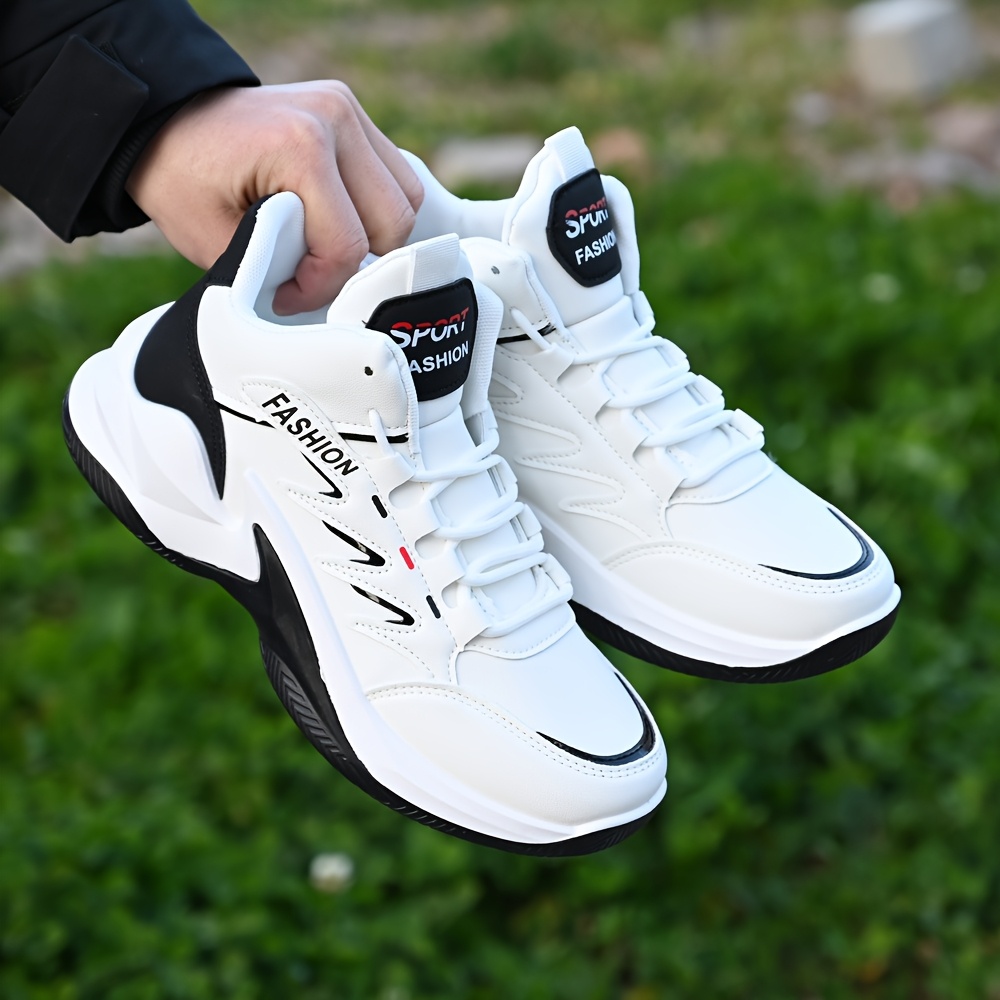 mens white high top athletic sneakers stylish versatile Temu