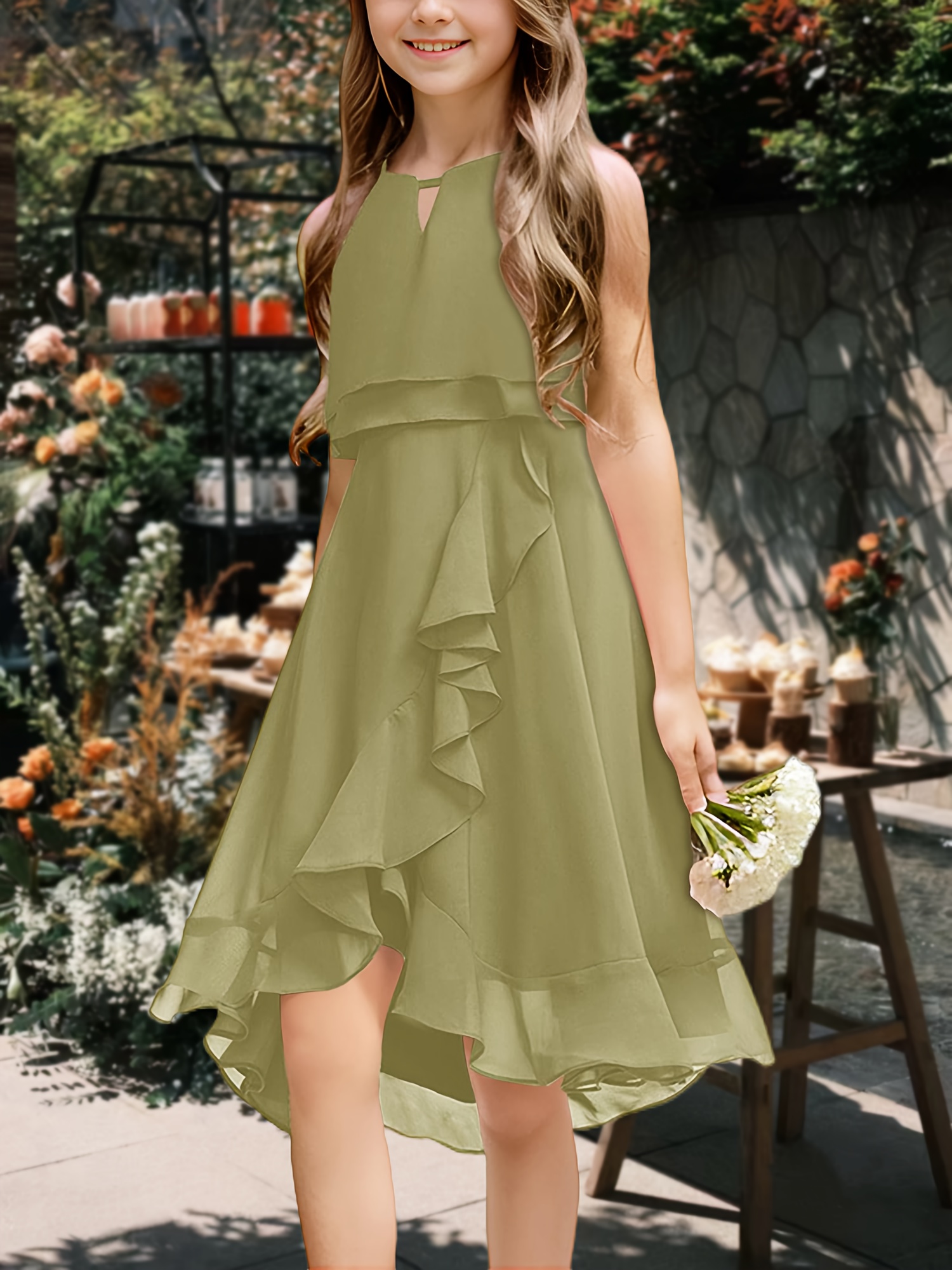 green nike tennis dress Olive Satin Halter Neck Sleeveless Maxi Bridesmaid Dress With Slit – NZ  Bridal