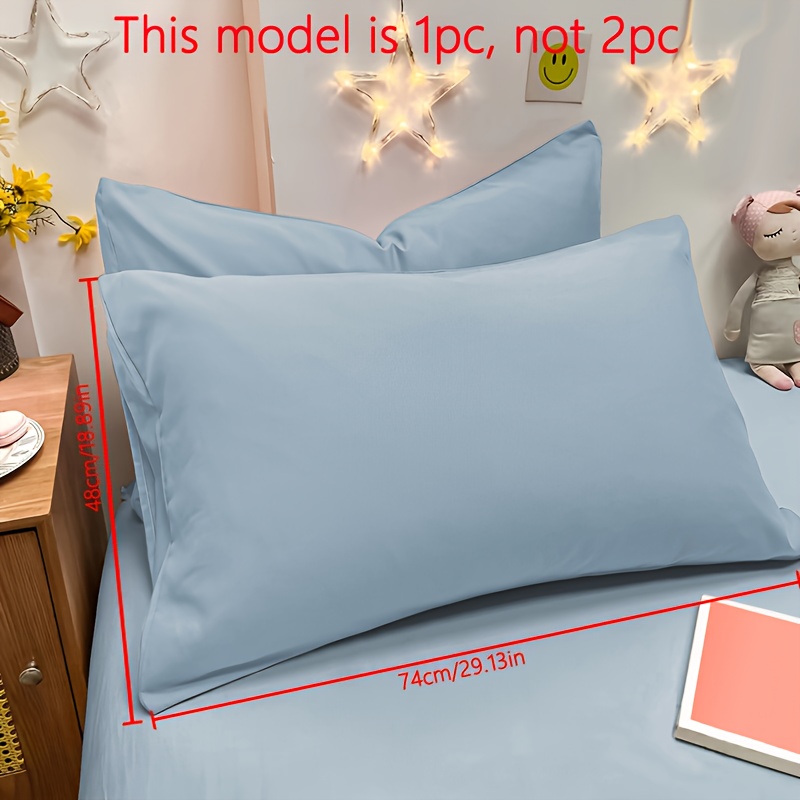 1pc Easy Modern Brushed Sky Blue Pillowcase, Bedroom Pocket Closure Soft Pillowcase, Bedding