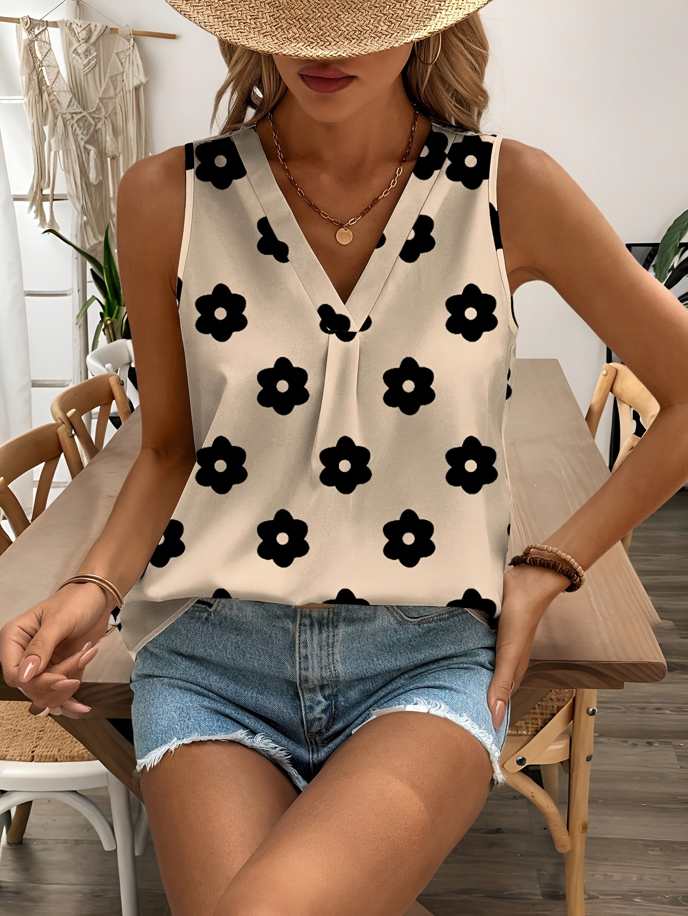 top estampado floral elegante mujer beige flores Temu Guatemala