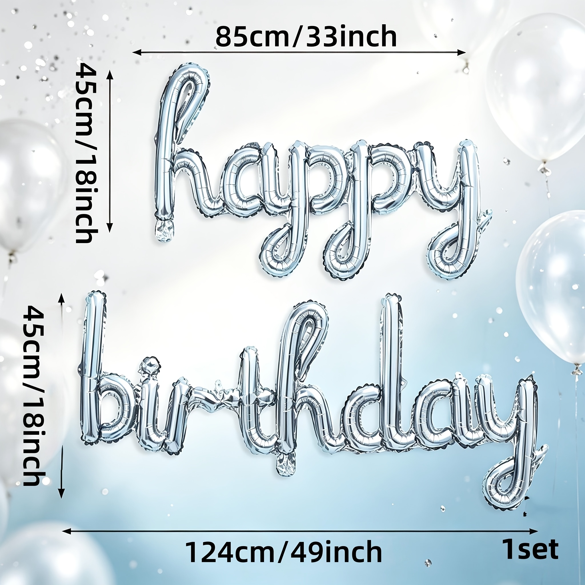 TEMU 1 Set, Golden, Purple, Pink, Silvery, Blue, Rose Golden, Conjoined Letters Happy Birthday Aluminum Foil Balloon, Happy Birthday Aluminum Foil