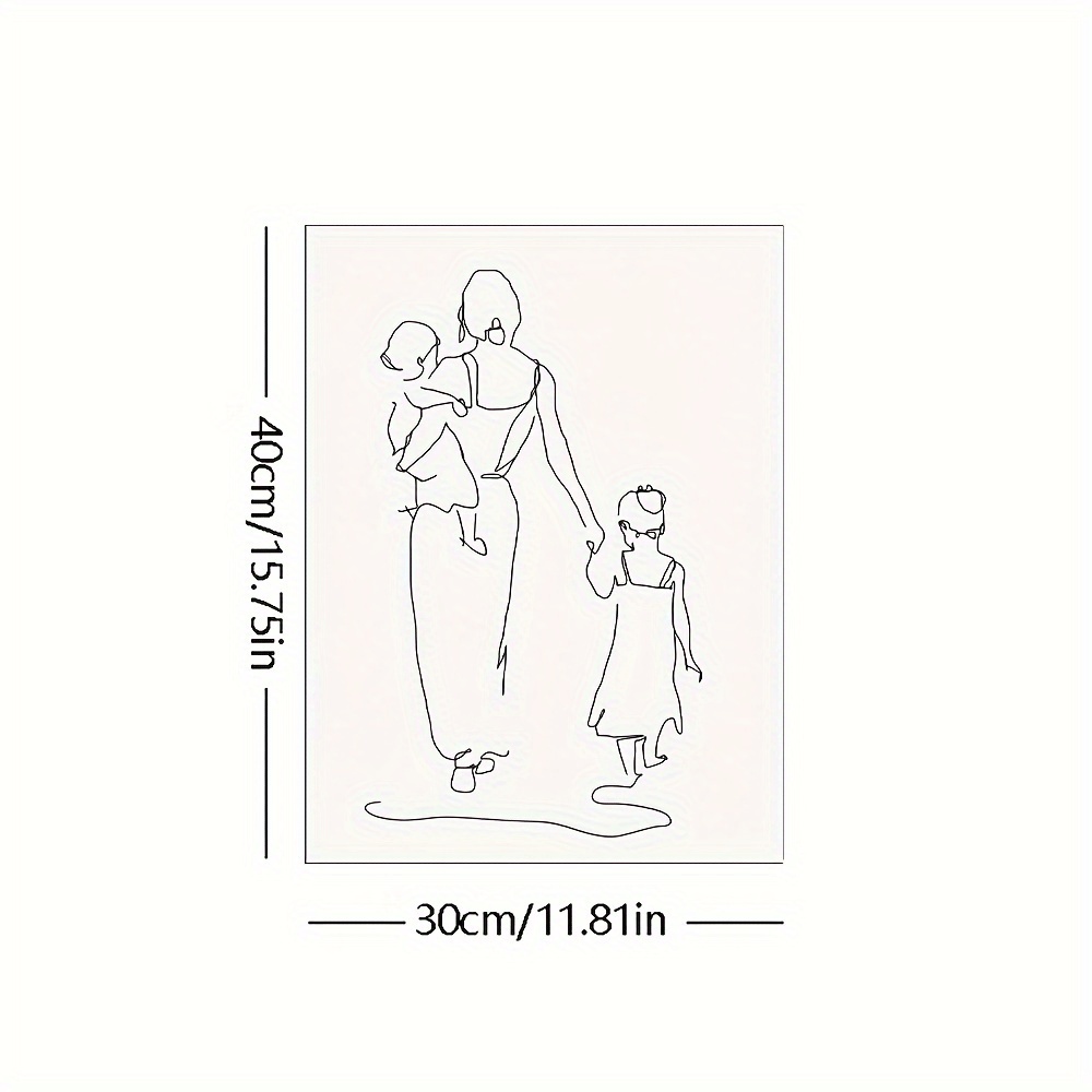 & Daughter Canvas Art Print - Frameless Wall Decor For Living Room, Bedroom, Office - Contemporary Cartoon Style Poster