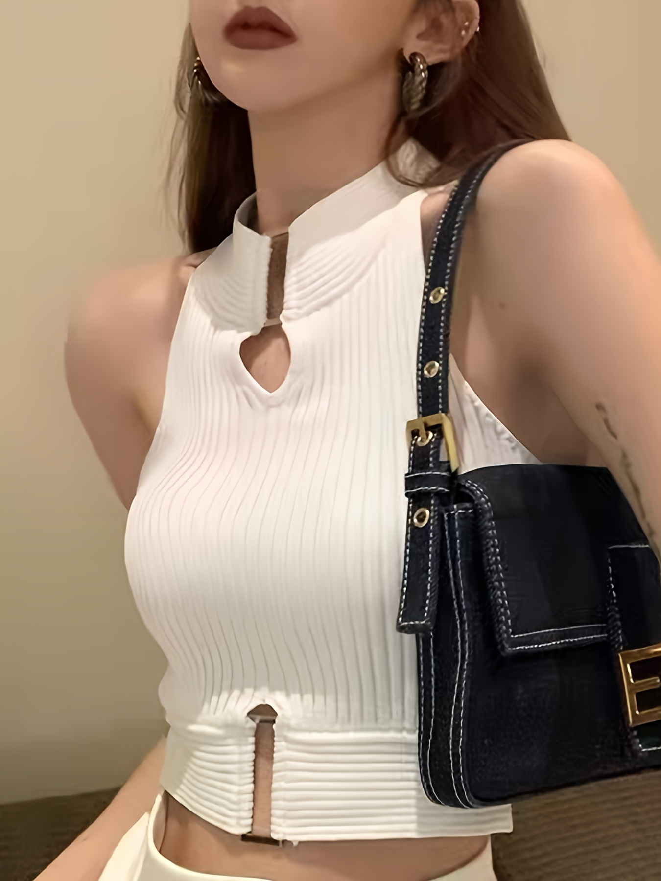Top Débardeur Femme – Couleur Vert Fluo, Coupe Cropped, Sans Manches, Taille S, Neuf Sans étiquettes