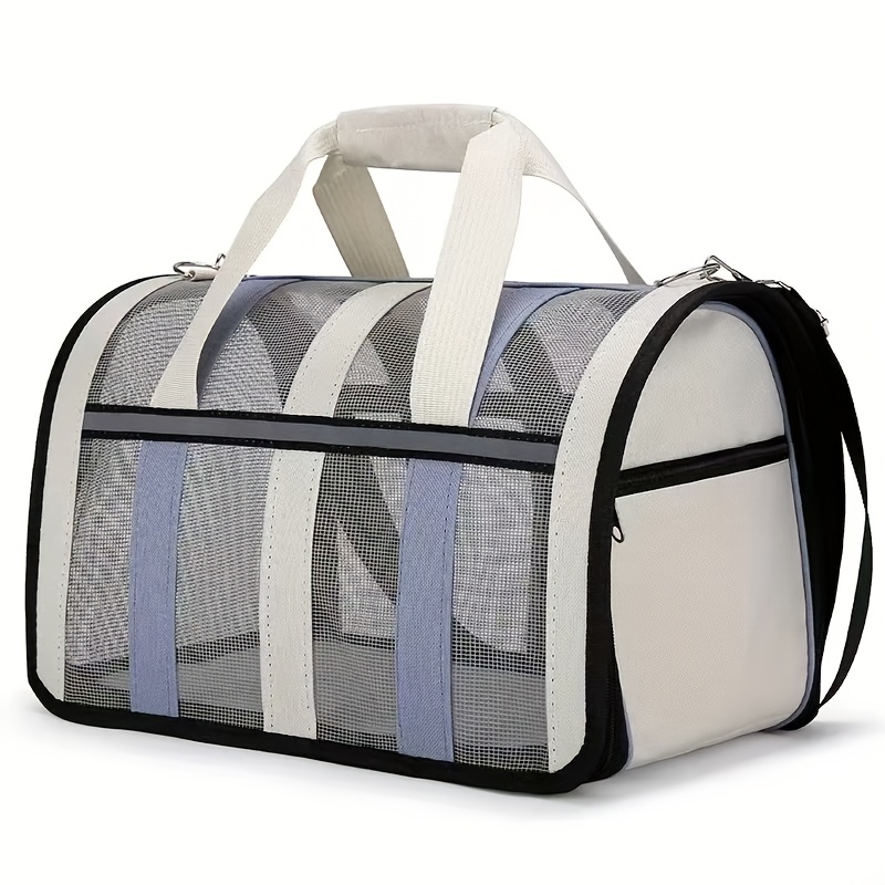 

Foldable Breathable Cat Carrier Bag - Polyester With Mesh , Zip Closure, Handle For Travel, Travel Bag