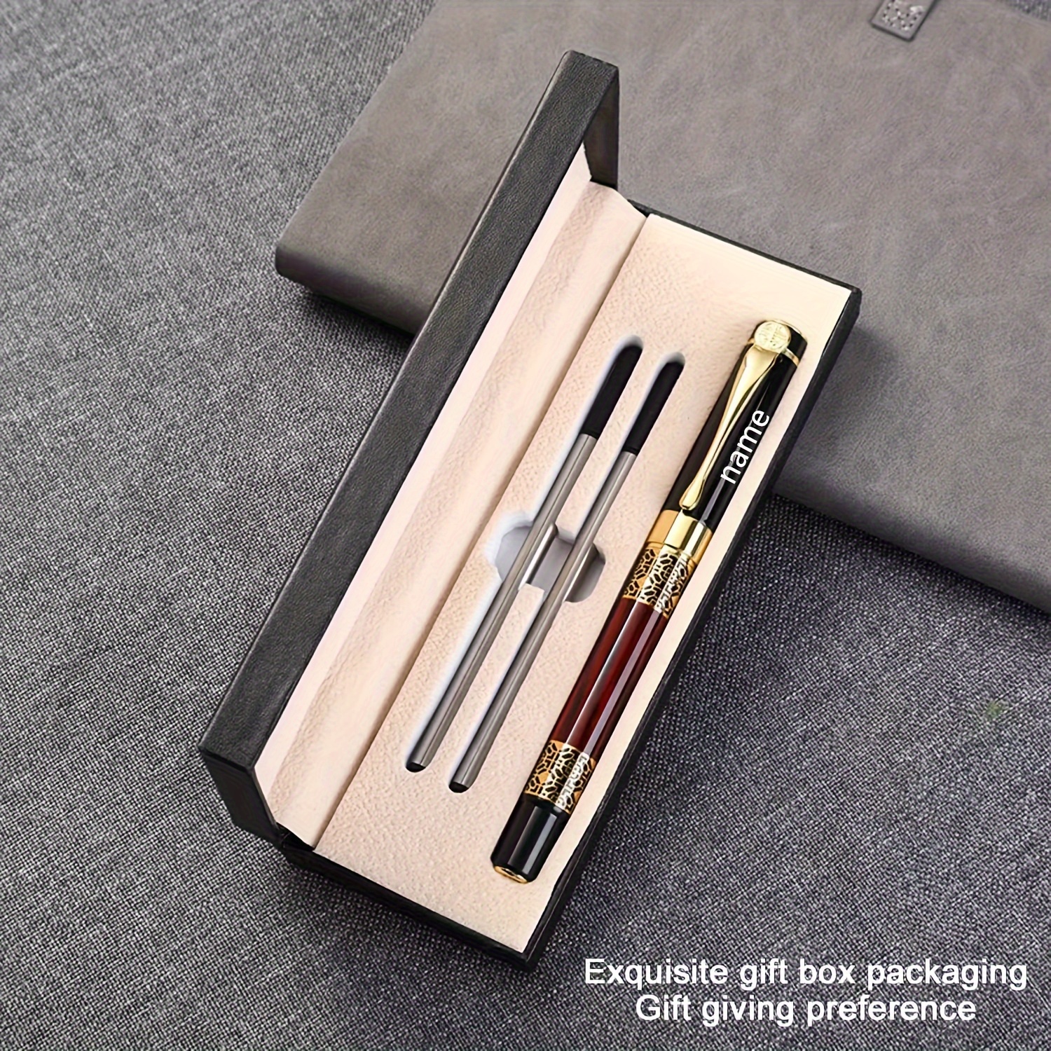 

1pc Metal Carved Neutral Pen+2pcs Pen Refill+gift Box Set, Ballpoint Pen Personalized High-end Gifts For Men And Women. Festival Gifts, Carved Technology 0.5 Filled