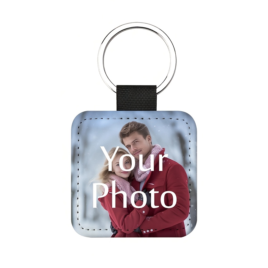 TEMU 1pc Personalized Thermal Transfer Keychain, Pu Keychain, Customizable Pet/couple/family Picture, Bag Amulet Pendant, Birthday Gift, Teacher's