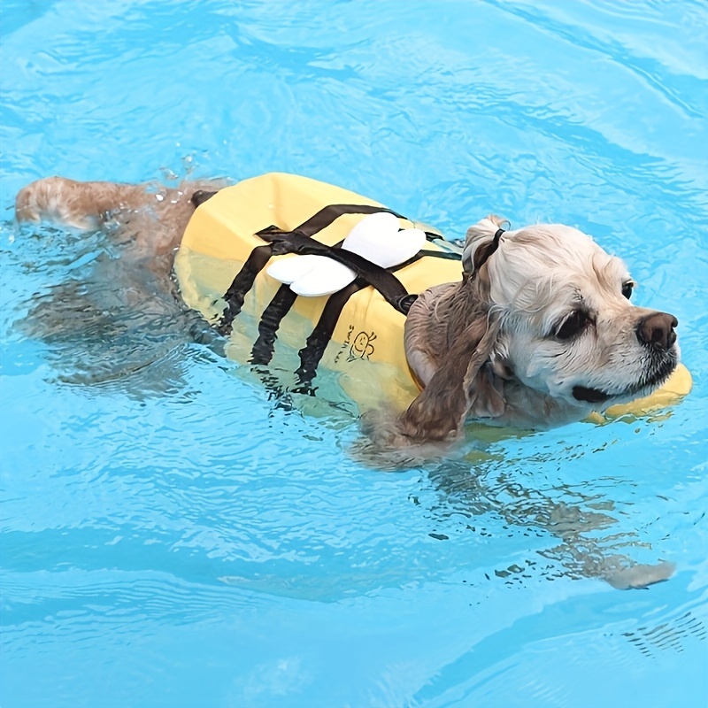 

Dog Life Jacket Cute Bee Design, Polyester Pet Floatation Vest, Summer Outdoor Swimming Apparel For Dogs, Buoyancy Aid With Adjustable Straps, Cooling Comfort, Multiple Sizes Available