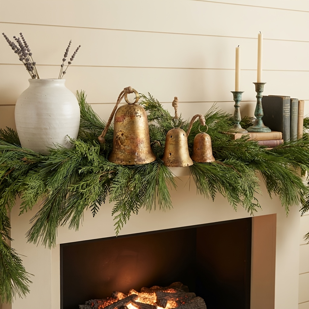 TEMU 3pcs Christmas Bells In Different Sizes, Golden Rustic Style Bells