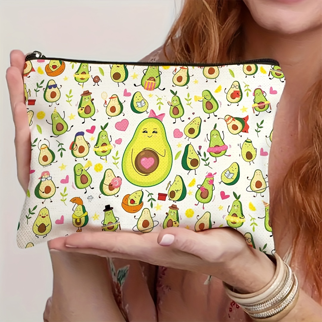 

1pc Funny Cosmetic Bag, Lovely Avocado Cosmetic Bag, Gift, Large Capacity Cosmetic Bag, Travel Cosmetic Bag, Lady Sisters Daughter Niece Friend Friend Graduation Birthday Gift