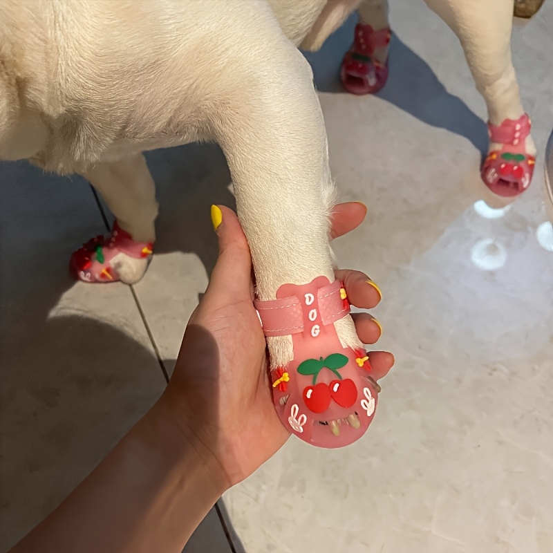 Pink Breathable Dog Walking Shoes for Rainy Days