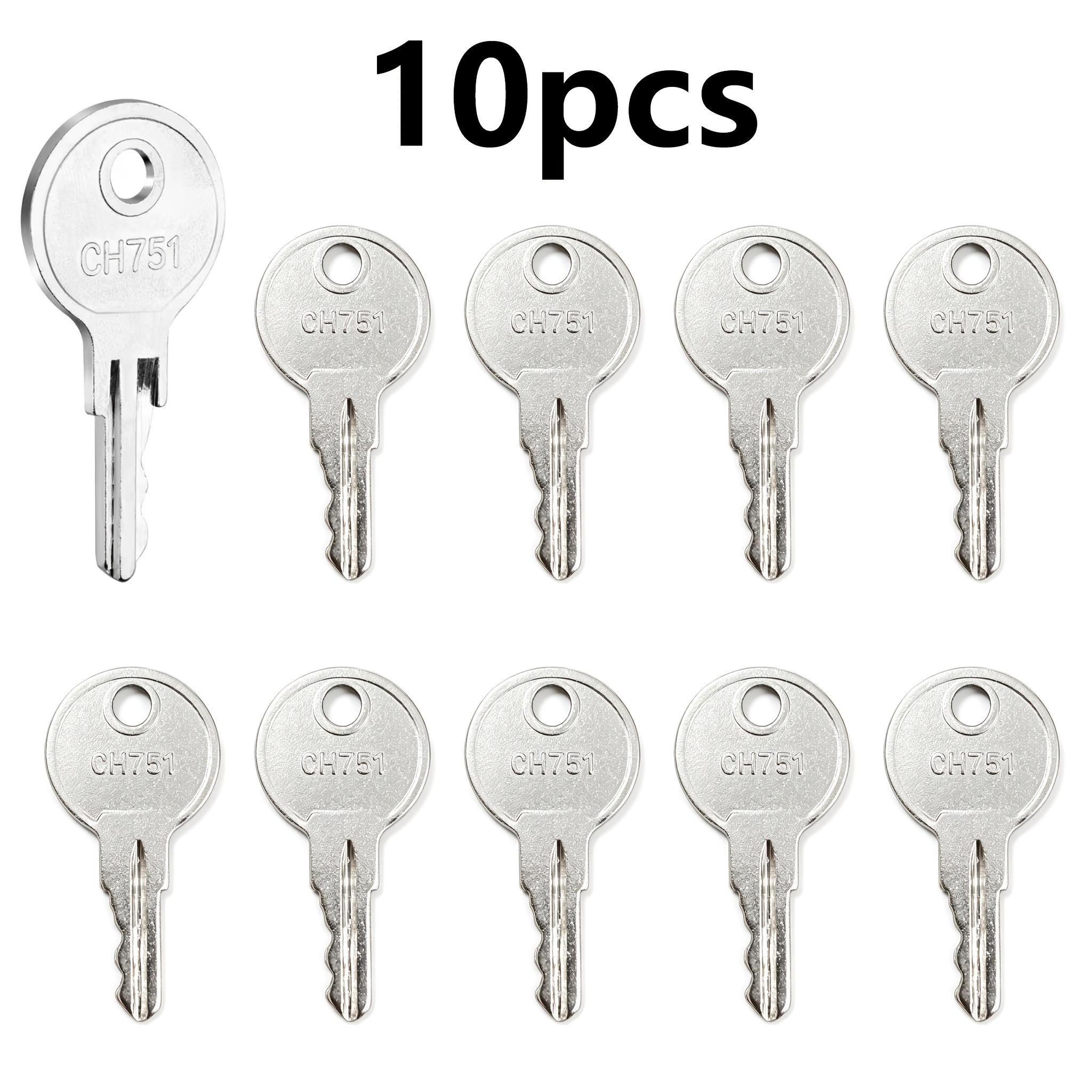 TEMU 10pcs Set Ch751 Keys, Suitable For Rv Keys, , Storage Cabinets, Trailers, Controller Covers, Car Lock Housings, Toolbox Carts, Siapupy Universal