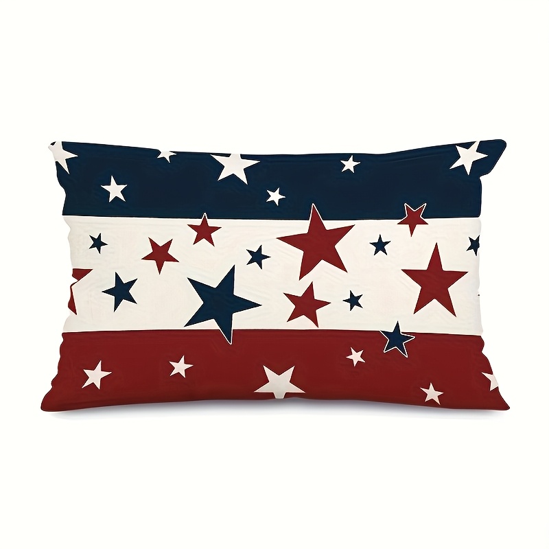 

1pc 2pcs 4pcs, Patriotic Stars & Stripes Lumbar Pillow Covers 4th Of , & Decor(single Side, No Pillow )