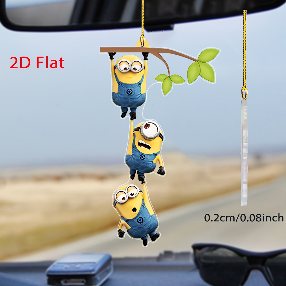 

2d Flat Minions Funny Acrylic Ornament, Home Farmhouse Decor, Car Rearview Mirror, Wallet, Backpack, Keychain, Holiday Gift Decorations, Valentine's Day Decorations