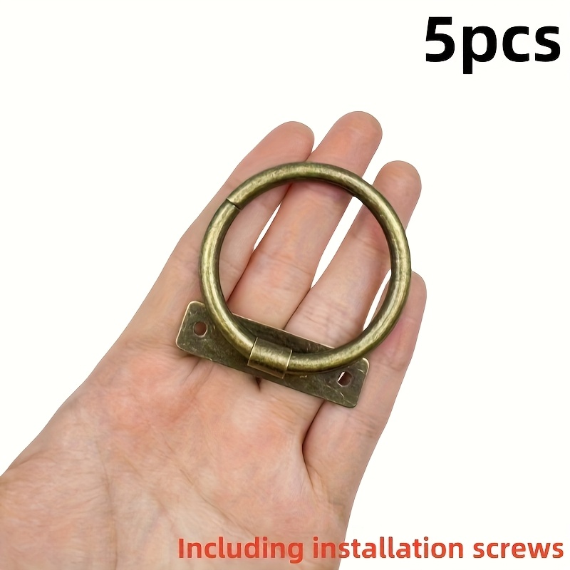 E-shop 5-Pack Vintage Metallseilringhalterungen mit Schrauben – Dekorative Wand- Deckenhaken, geeignet für Zäune, Treppen, Geländer Schränke, 3 Farben: