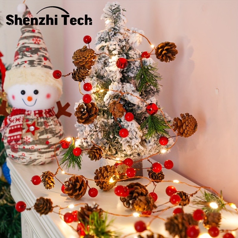 

Shenzhi Tech Pinecones String Lights, 2m/78.7inch And Pine Cone Light String, Battery Powered Christmas Decoration Led Lighting For Home Fireplace Scene Window Holiday Party Decor