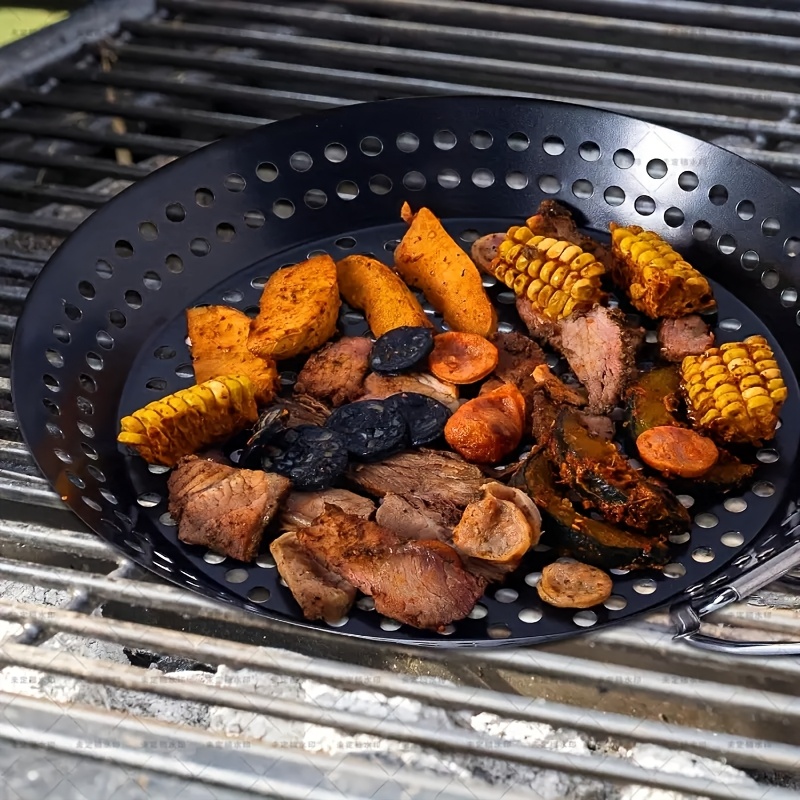 1pc cast iron round grill pan folding handle non stick bbq Temu