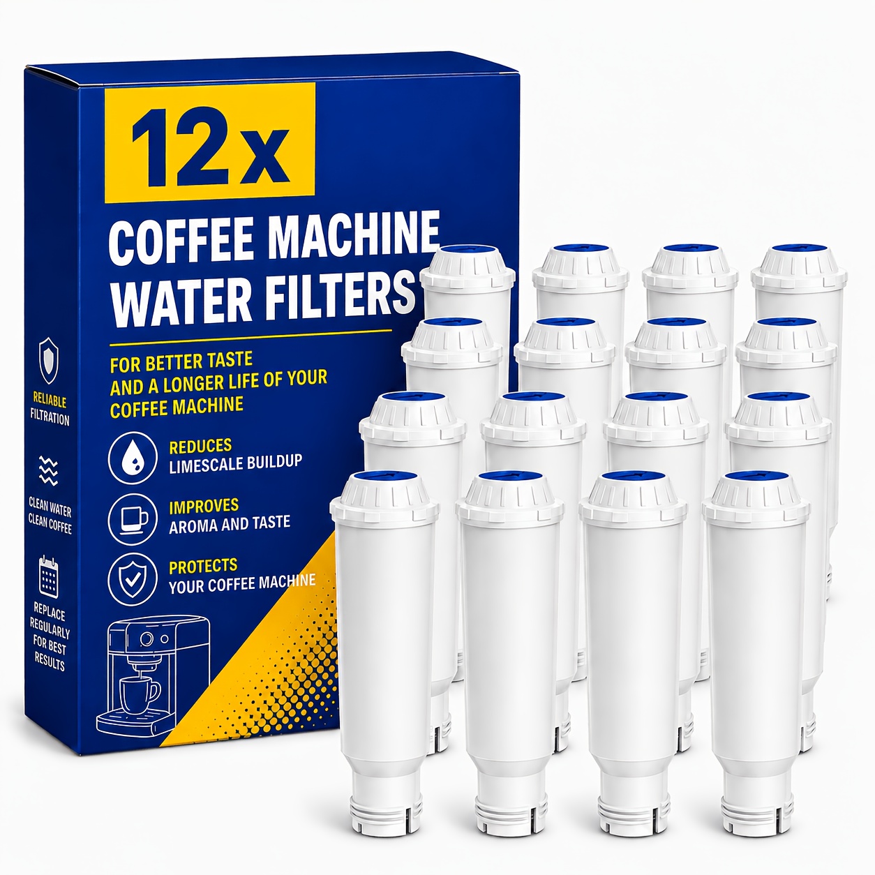 TEMU 12-pack Compatible For F088/f08801/nirf700/nivona Water Filter Refills Suitable For ,, Aeg, Tefal, Coffee Machines - Plastic , Extends Appliance