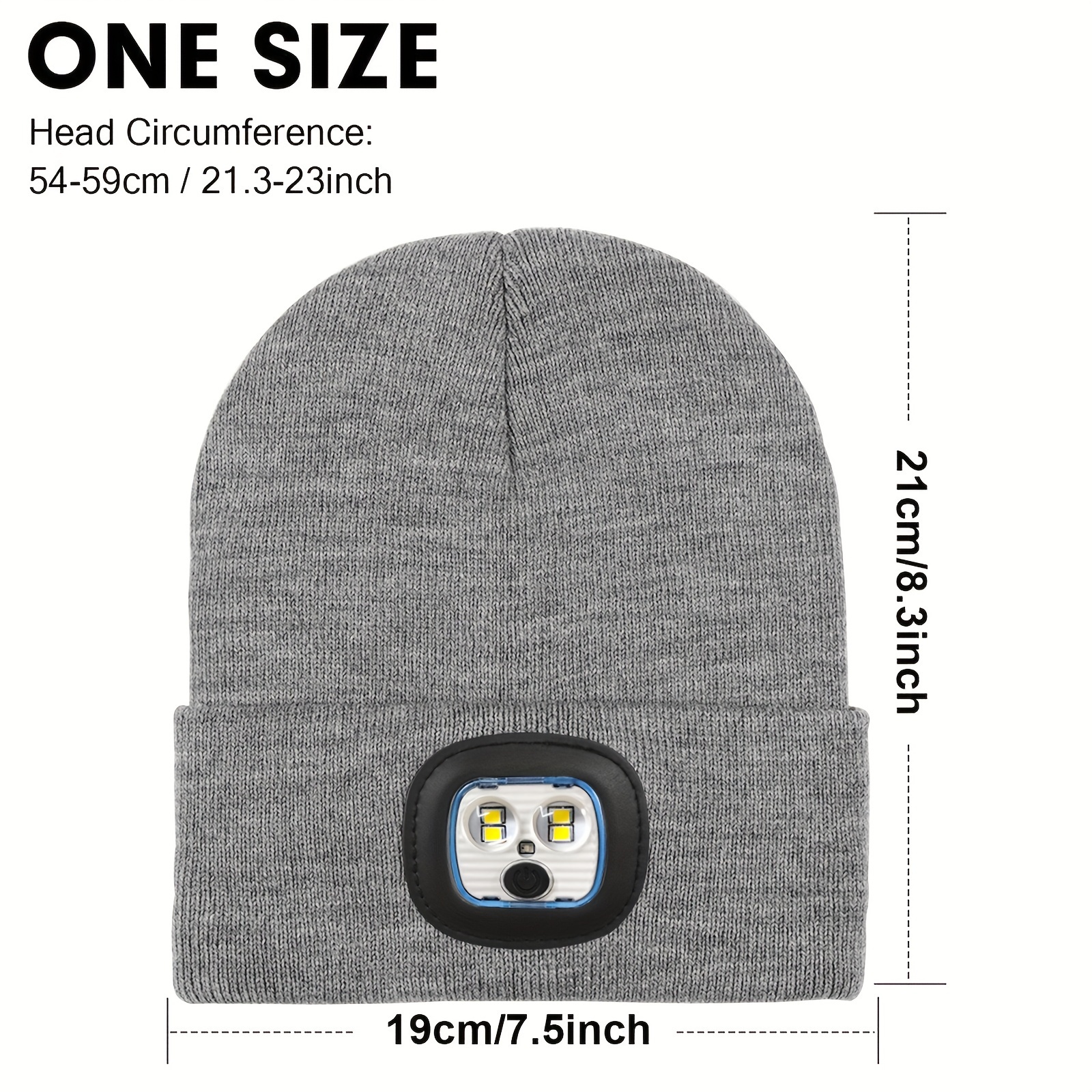 1pc unisex acrylic knit beanie hat with led light usb rechargeable headlamp with 4 adjustable brightness settings lightweight   with toggle closure solid color hand washable ideal for new year exercising hunting hiking camping walking running perfect christmas gift 4