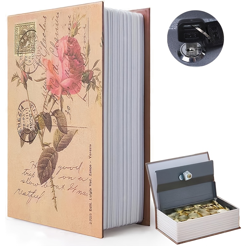 Grand Coffre-Fort pour Livre avec Serrure à clé, Tirelire avec Dictionnaire Portable, Coffre