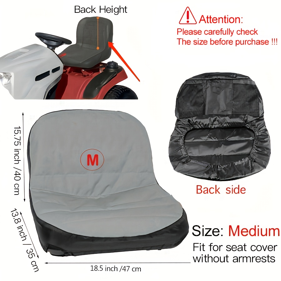 Image of 1pc Riding Lawn Mower Seat Cover, Heavy Duty Oxford Tractor Seat Cover With Back Pocket, Compatible For Backrests Height Of 9.5"-11" And 12"-14" And 15"-18" Without Armrests (3 Colors)