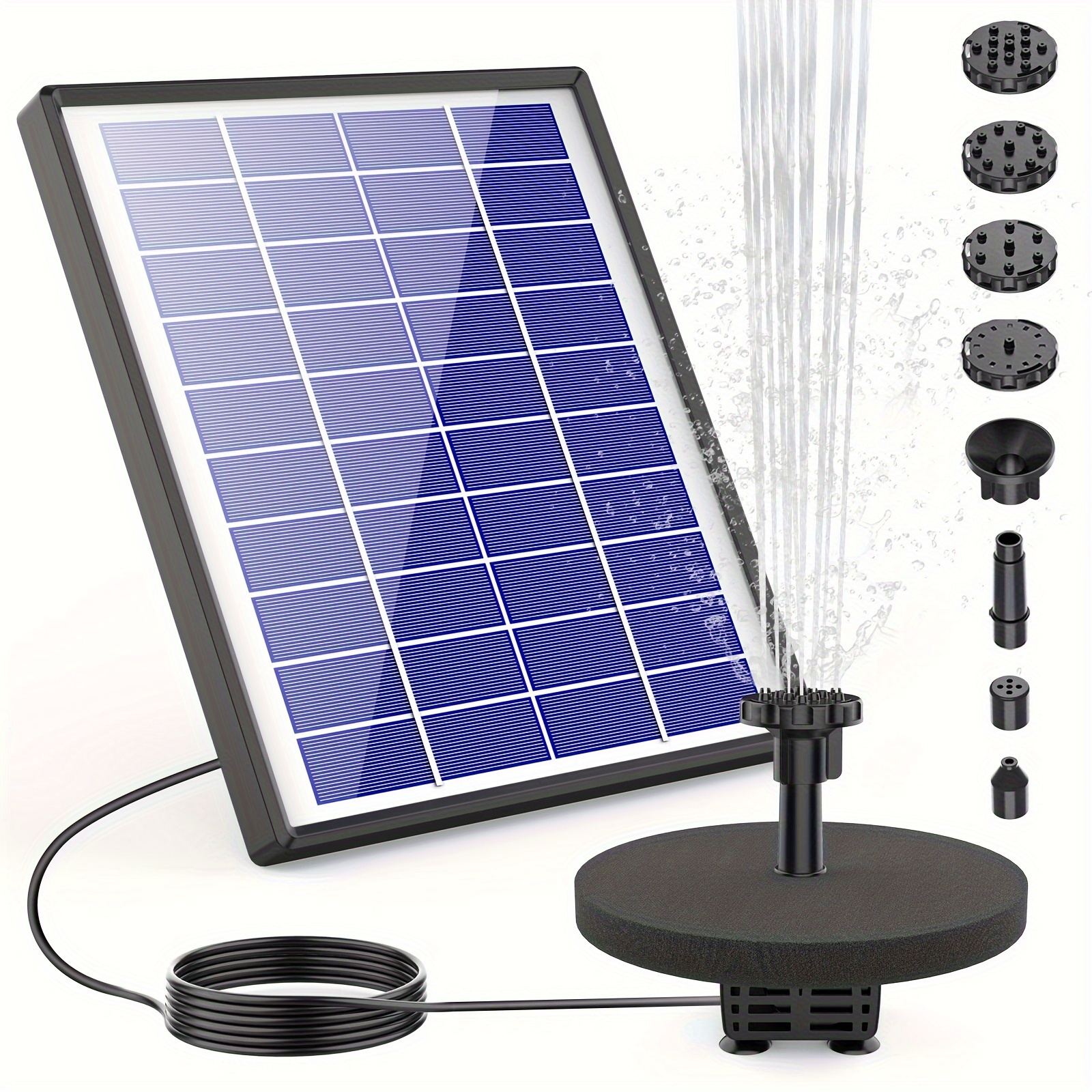 

Solar Fountain 6.5w 1500mah Battery Solar Fountain Garden Outdoor Solar Water Pump With 6 Fountain Styles, Suitable For Garden Ponds, Bird Bathrooms, Ponds