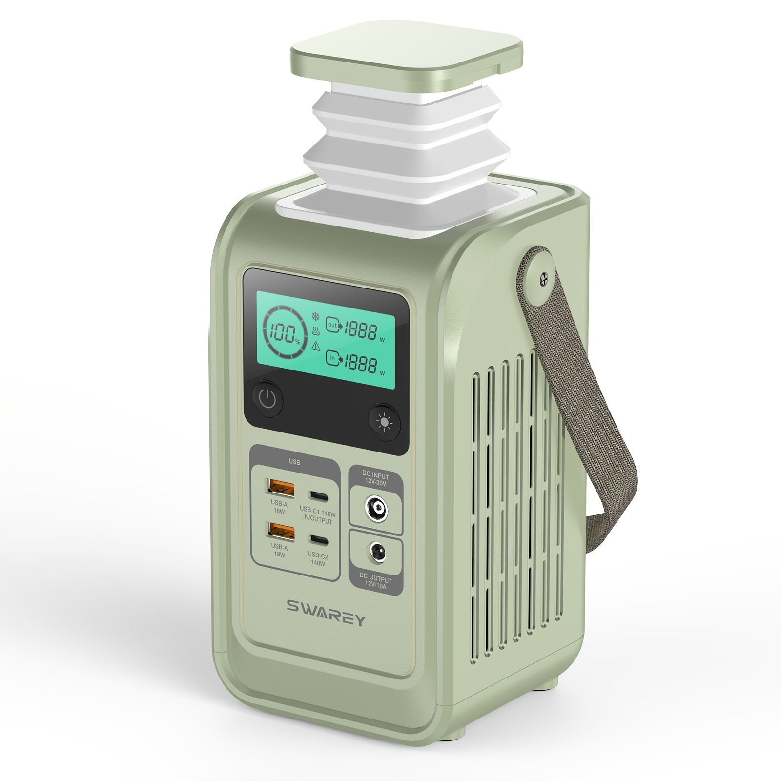 Image of Portable Power Station, 192 Wh Lifepo4 Battery, Solar Generator, 140 W Usb-c Quick Charging Power With Light For Camping Travel, Emergencies, Travel