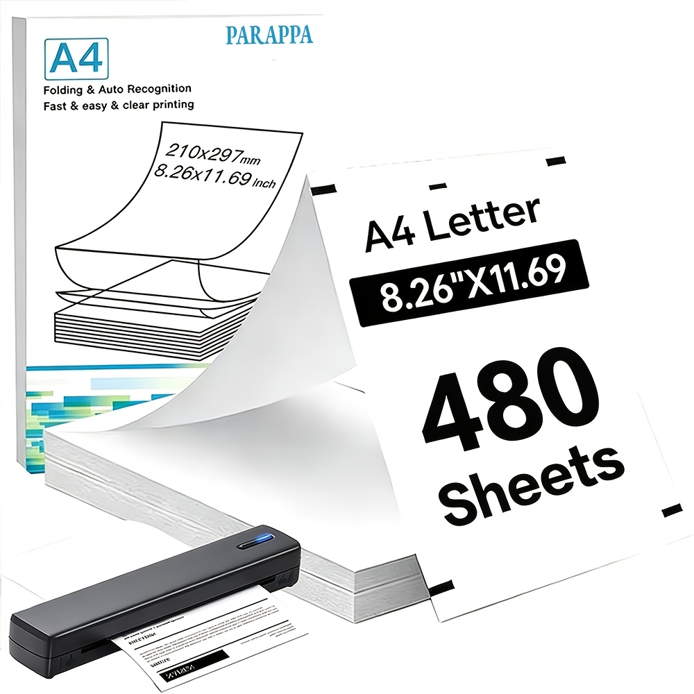 TEMU 480 Sheets A4/letter Size Premium Printing Paper, Continuous Fax Paper Universal, Compatible With Copiers Fax Machines Printers, Essential For