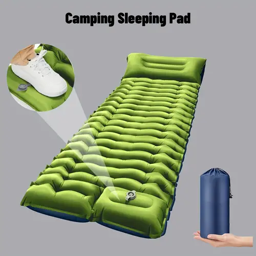 ultralight inflatable camping sleeping pad with built in pump pillow portable nylon mattress for backpacking hiking and mixed colors under 220 lbs capacity camping bed
