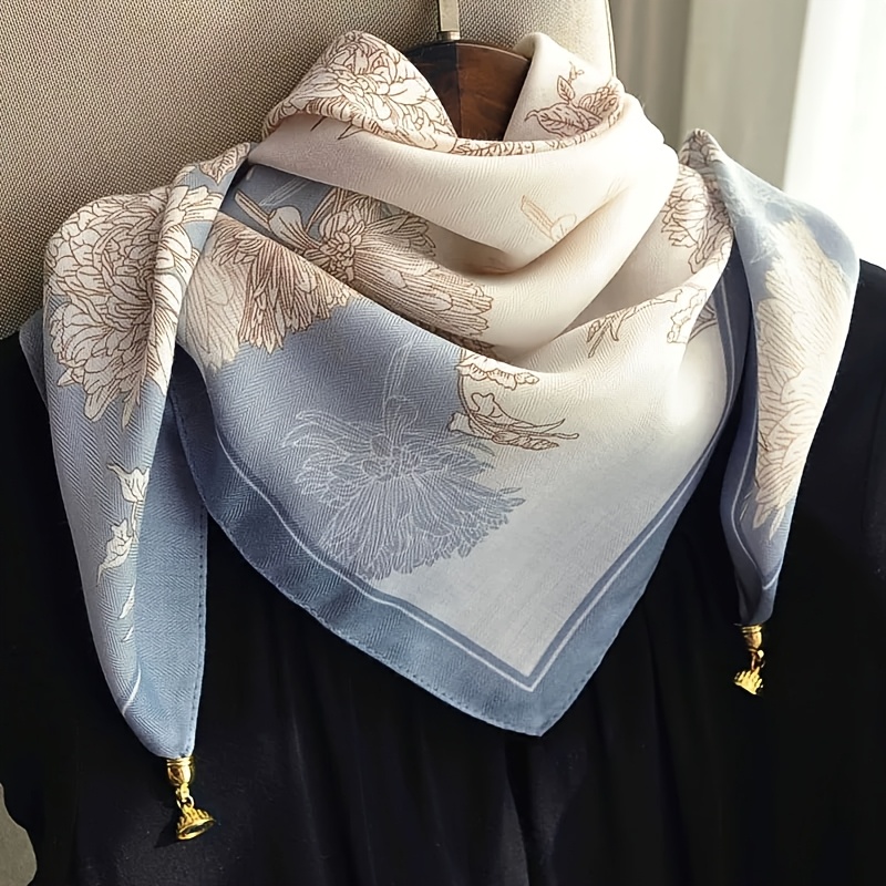 E-shop Damen-Schal quadratisch mit Blumenmuster Magnetverschluss – Multifunktionaler, atmungsaktiver -Halstuch mit elegantem geometrischem Druck