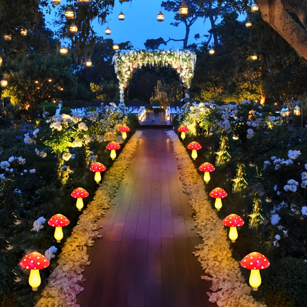 8 pachete de lumini solare de exterior cu ciuperci roșii, ip65, decorațiuni pentru drumuri de curte, decorațiuni drăguțe pentru petreceri în grădină, 8 moduri mici de iluminare de noapte