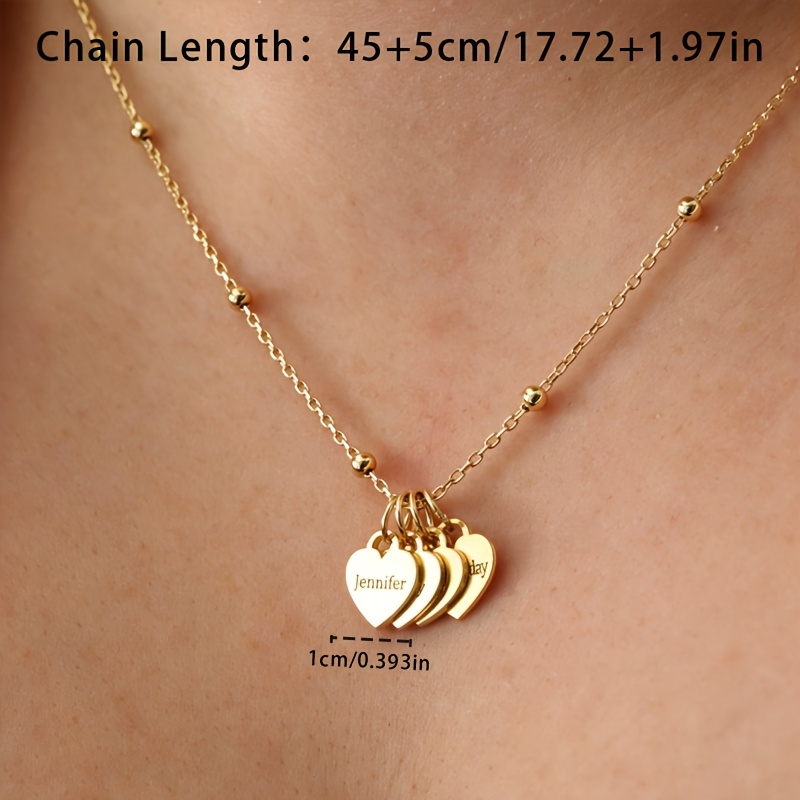 Personalized 18K Gold Plated Heart Name Necklace for Couples