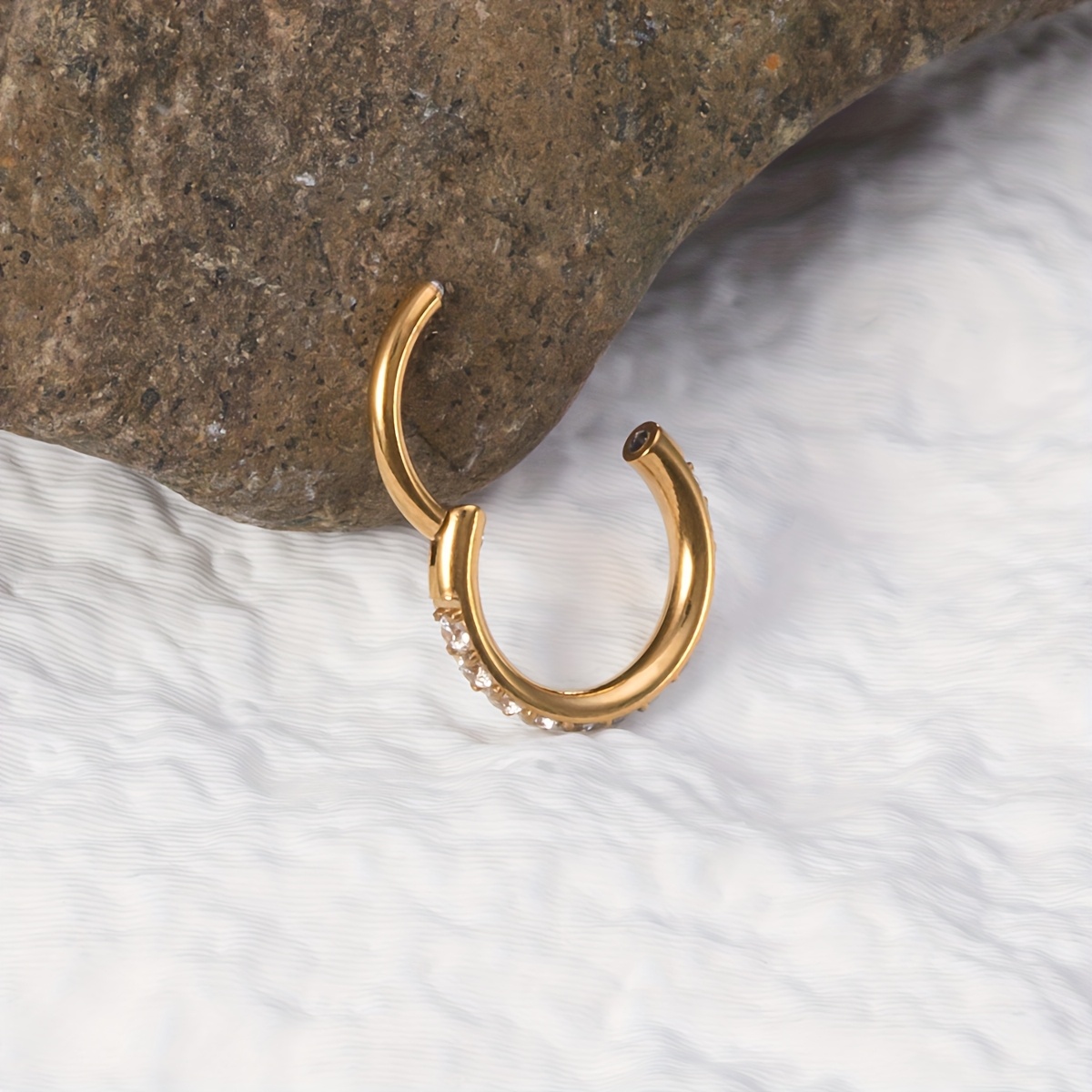 TEMU 1pc 316l Stainless Steel Nose Ring Synthetic Synthetic Zirconia Septum Lip Ring Tiny Earring Hoop Cartilage Tragus Daith Helix Piercing Jewelry