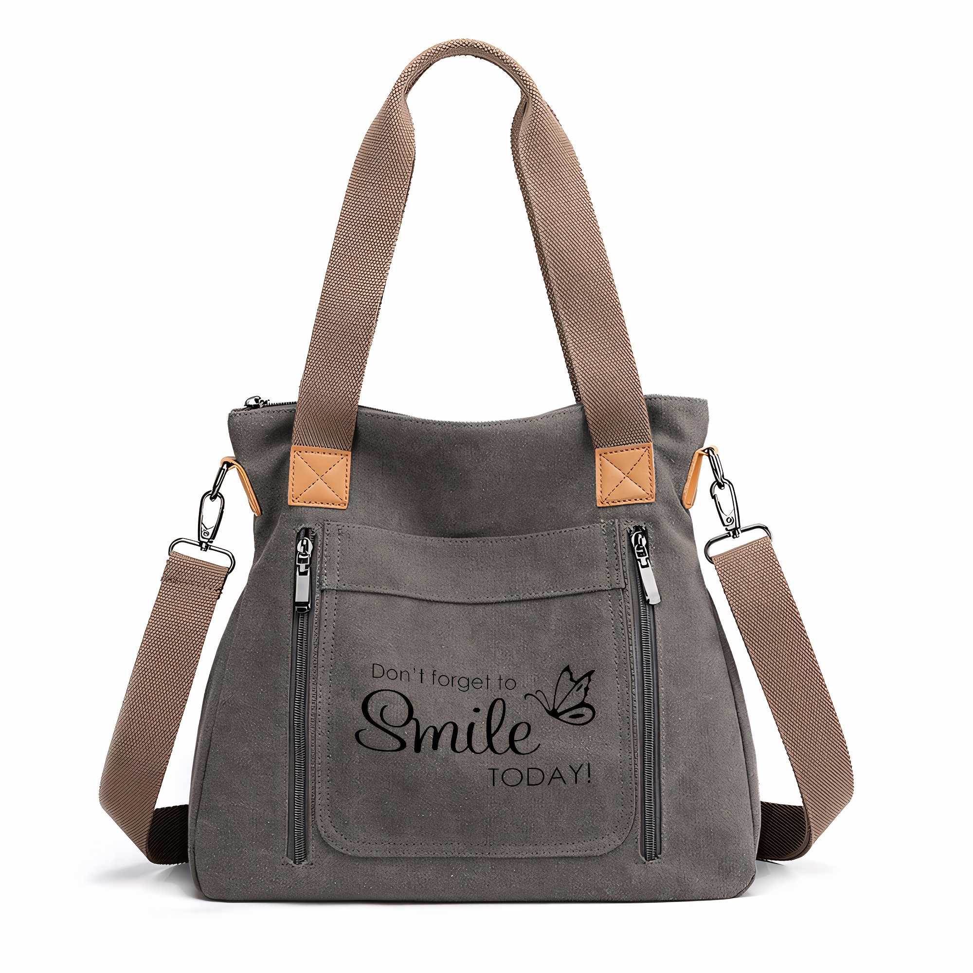 TEMU Women's Vintage Tote Bag With Multi-pocket Crossbody/shoulder Strap - Large Capacity Lightweight Handbag Suitable For Commuting, Travel, &,