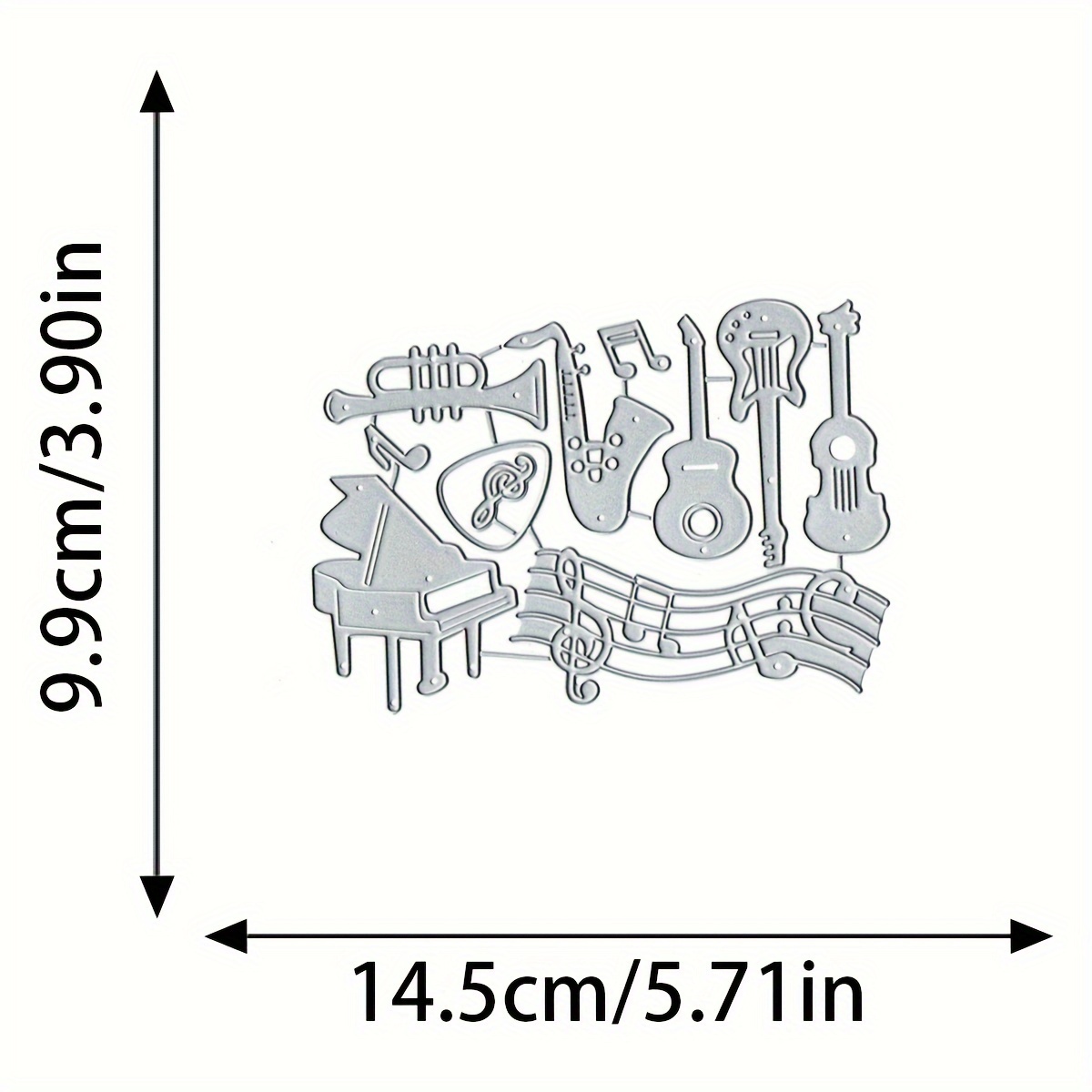 Image of 1pc Piano, Musical Instrument, Guitar, Saxophone, Music Symbol Cutting Die Carbon Steel Embossing Die, Handbook Making, Handmade Cutting Mold, Album, Making Cutting Die