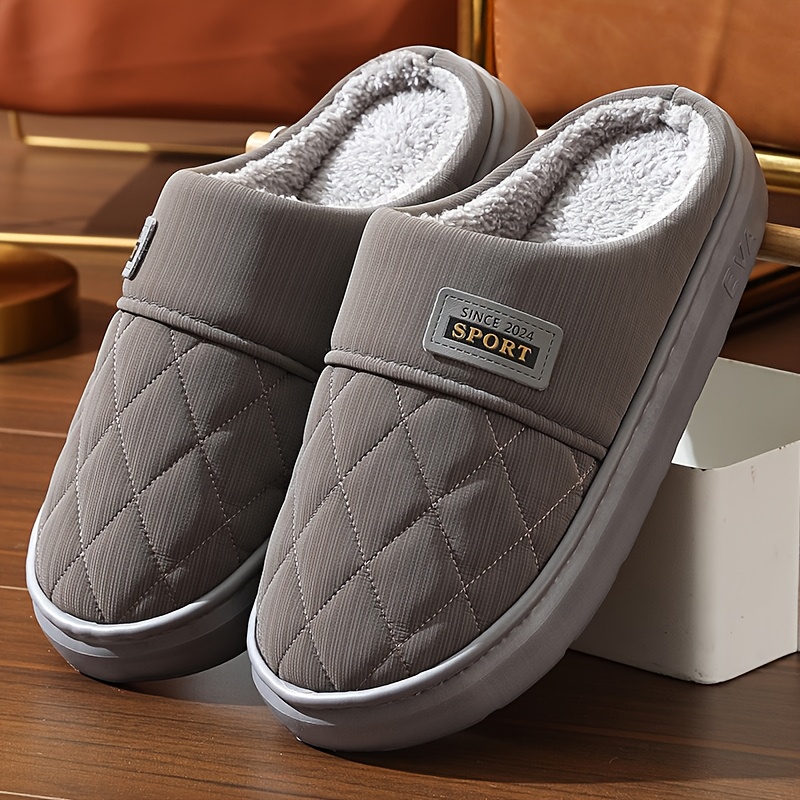 Men'S Winter Slippers - Thick Cushioned Sole Indoor/Outdoor House Shoes with Non-Slip EVA Outsole, Slip-On Warm Footwear for Cold Floors, Soft Fabric Lining - Available in Black, Brown, Navy, Gray - Ideal for Home, Office, Travel - Durable Winter Footwear for Big & Tall Men, Plush Interior Design, Durable Traction Sole, Men Slipper For Men, Slipper For Men, Slipper Men, Men Slipper, House Slipper For Men, Shoe For Men, Hausschuhe Herren