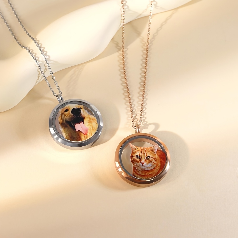 Custom Family Photo Glass Locket Necklace, Personalized Keepsake